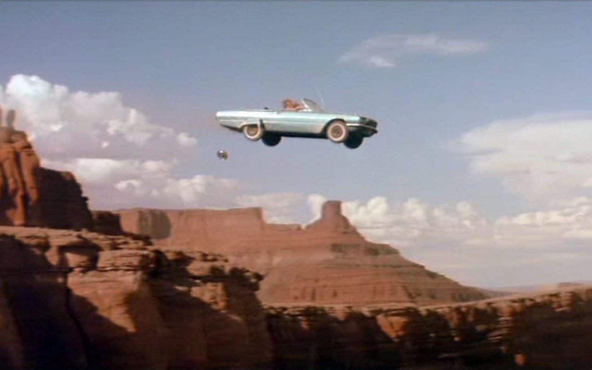 Scene from Thelma and Louise - Car drives off a cliff